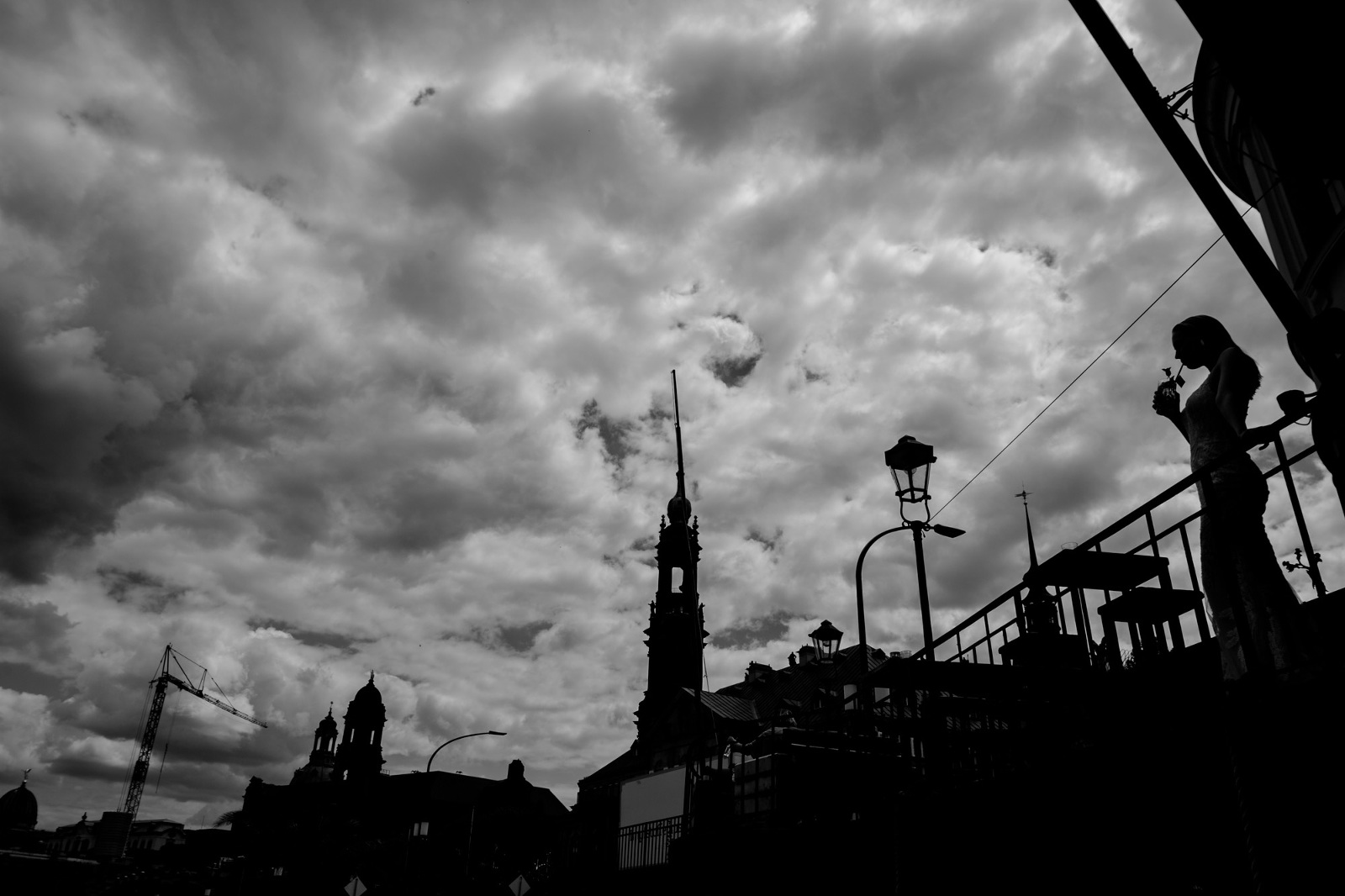 Silhouette Dresden Altstadt Elbufer