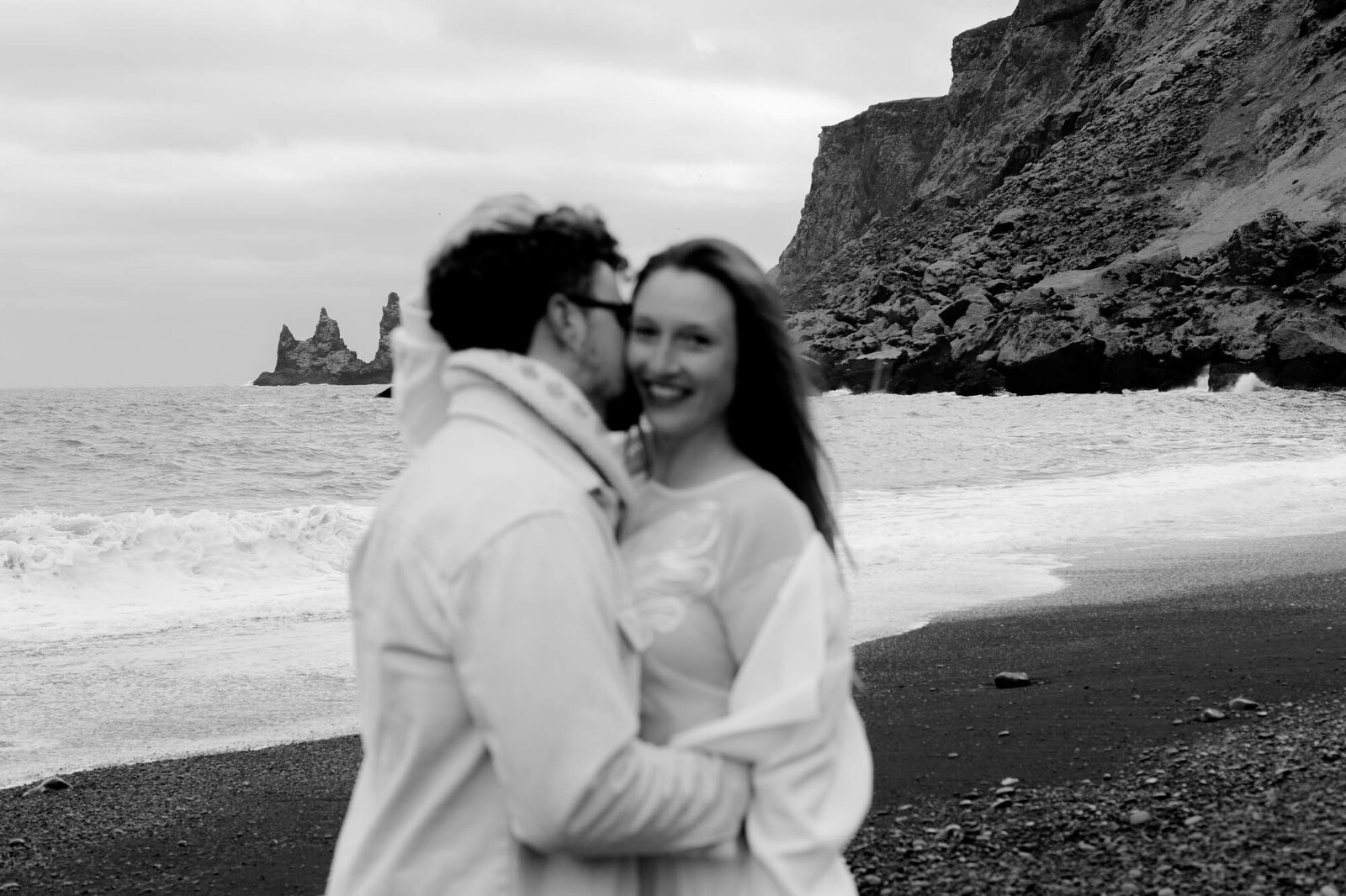 Blick auf die drei Trolle in Island